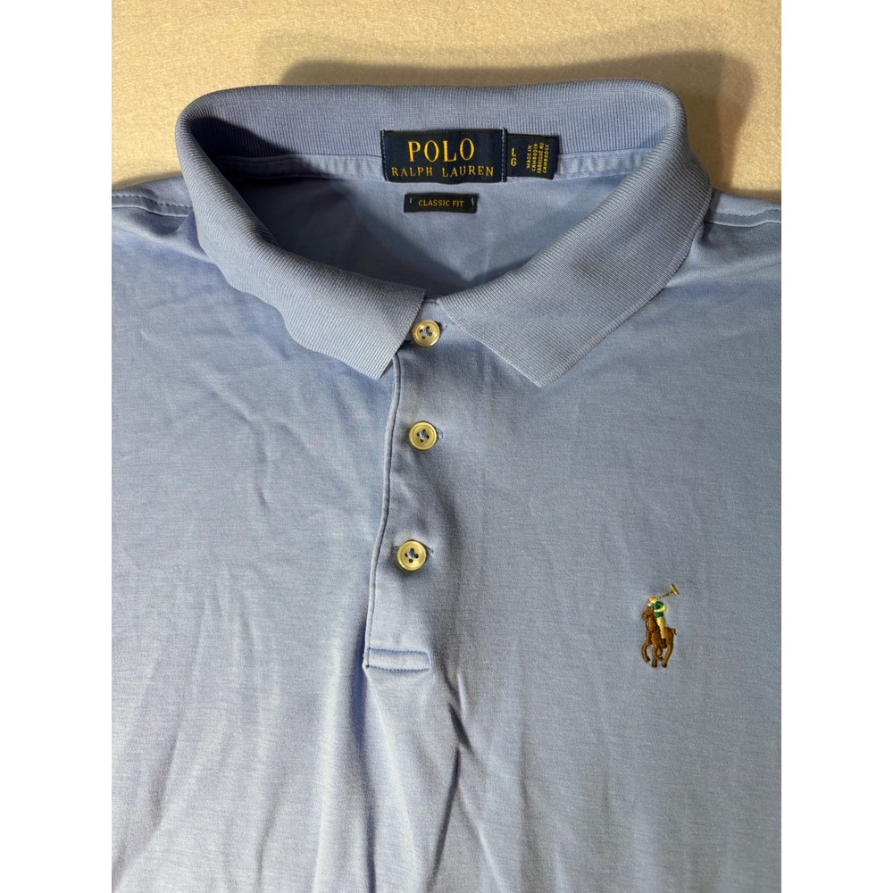 Polo Ralph Lauren Mens Classic Fit Blue Short Sleeve Polo Shirt L Flesh Pony